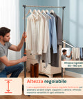 Appendiabiti Regolabile in Metallo – Stand Portabiti con Ruote 360° da 85 a 160 cm