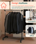 Appendiabiti Regolabile in Metallo – Stand Portabiti con Ruote 360° da 85 a 160 cm