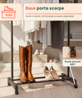 Appendiabiti Regolabile in Metallo – Stand Portabiti con Ruote 360° da 85 a 160 cm