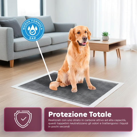 Tappetini Igienici Pannolini Traversine 60×90 cm al Carbone Attivo con Adesivi – Set Multi Formato