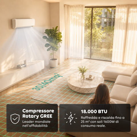 Climatizzatore Monosplit Inverter 9000/12000/18000 BTU A++ Gas R32 Wi-Fi