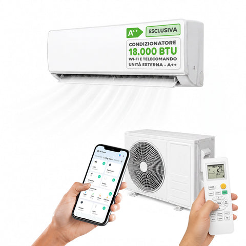 Climatizzatore Monosplit Inverter 9000/12000/18000 BTU A++ Gas R32 Wi-Fi