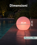 Lampada Solare da Giardino con Telecomando, Luci LED RGB+Bianco, 8 Ore, Batteria Li-ion, Picchetto e Pannello Solare Integrato