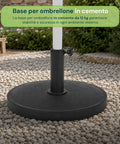 Base Ombrellone in Cemento 12kg ø42cm Compatibile con Pali 38-48mm, Manovella di Bloccaggio Inclusa – Piedistallo Pesante per Giardino e Terrazzo