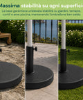 Base Ombrellone in Cemento 12kg ø42cm Compatibile con Pali 38-48mm, Manovella di Bloccaggio Inclusa – Piedistallo Pesante per Giardino e Terrazzo