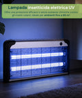Lampada Insetticida Elettrica 30W Copertura 60m² con Vassoio Rimovibile, Zanzariera UV LED 8700h Cavo 1 mt e Catena per Fissaggio