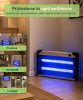 Lampada Insetticida Elettrica 30W Copertura 60m² con Vassoio Rimovibile, Zanzariera UV LED 8700h Cavo 1 mt e Catena per Fissaggio