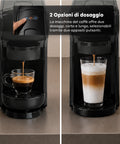 Macchina Caffè Espresso 4 in 1 – Capsule Nespresso, Dolce Gusto, Modo Mio e Macinato 19 Bar, 1450W, Serbatoio 0,6L, Spegnimento Automatico