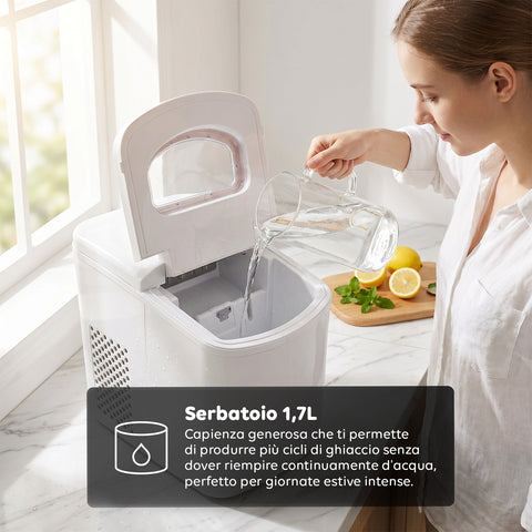 Macchina per il Ghiaccio con serbatoio 1,7L con paletta e vaschetta estraibile inclusa - 150W