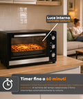 Forno Elettrico Ventilato 66 Litri 2200 Watt con Girarrosto e Accessori 5 Modalità di Cottura