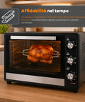 Forno Elettrico Ventilato 66 Litri 2200 Watt con Girarrosto e Accessori 5 Modalità di Cottura