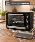 Forno Elettrico Ventilato 66 Litri 2200 Watt con Girarrosto e Accessori 5 Modalità di Cottura
