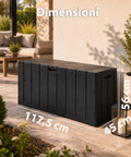 Baule Multiuso da 270 Litri in Resina Effetto Legno - Uso Interno ed Esterno con Seduta