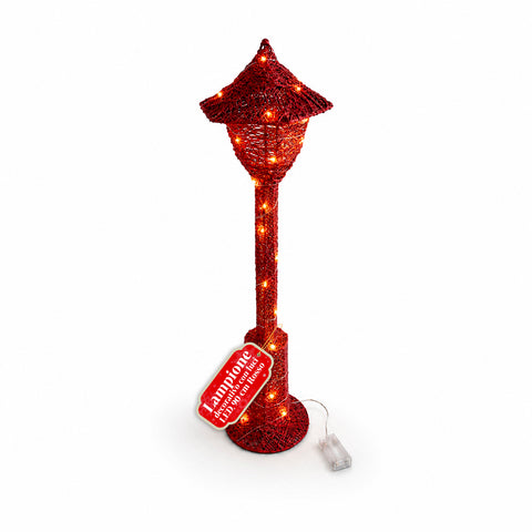 Lampione Decorativo Natalizio 90 cm Glitterato con Luci LED –  3 Colori
