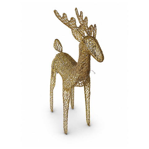 Renna Luminosa 90 cm Glitter con LED Luce Calda | Decorazione Natalizia in Vimini – 2 Finiture, 3 Colori