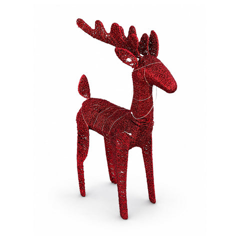 Renna Luminosa 90 cm Glitter con LED Luce Calda | Decorazione Natalizia in Vimini – 2 Finiture, 3 Colori