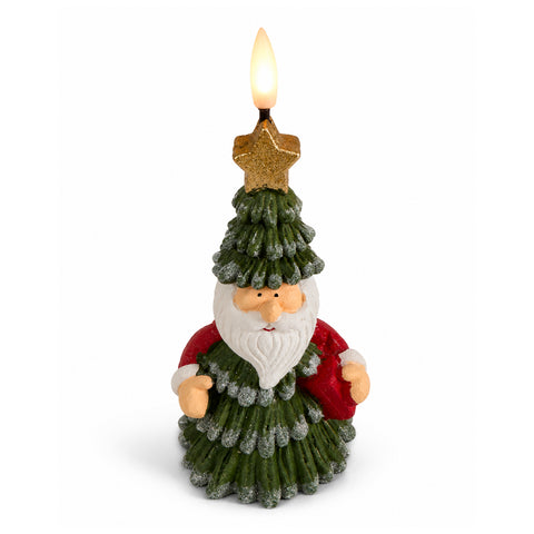 Candela Natalizia LED a Batteria in 3 Varianti – Babbo Natale con Albero, Orsetto e Viso Orso, Fiamma Effetto Reale, Decorazione Natale