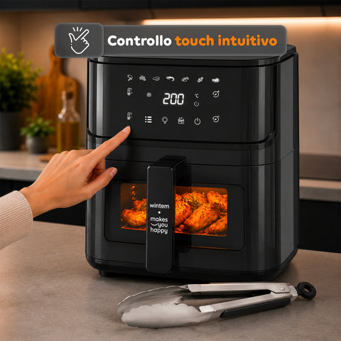 Friggitrice ad Aria 8l con Touch Led, 8 Programmi e Ricettario Incluso