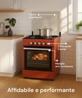 Cucina 60cm con 4 Fuochi e Forno Elettrico 1900W – Classica e Potente