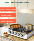 Piano cottura a gas Staylux permette di cucinare più piatti insieme, risparmi tempo e mantieni la qualità, ambiente cucina elegante