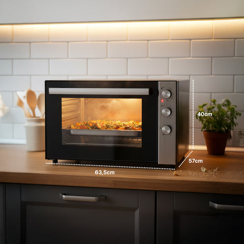 Forno Elettrico Ventilato 70L Multifunzione 2500W – Doppia Resistenza e Timer 90 Min