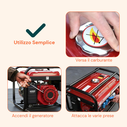 Gruppo Elettrogeno Portatile Doppia Uscita 220V / 380V per Campeggio e Cantiere