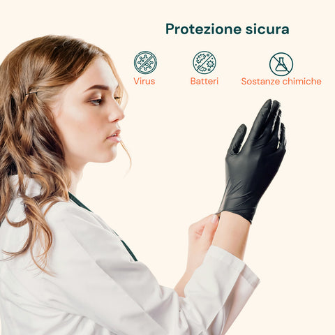 Guanti Nitrile Neri Senza Polvere – Set 100/1000 Pz Taglia M/L
