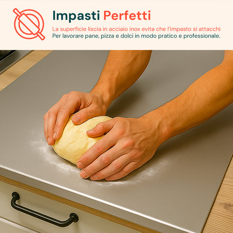 Spianatoia per Impasto in Acciaio Inox 304 Satinato con Piegatura 2 cm