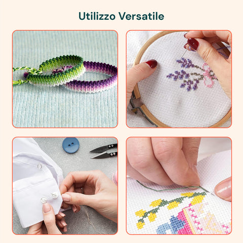 Set Ricamo Completo con 3 Livelli, 150 Fili, Aghi e Organizer in Plastica