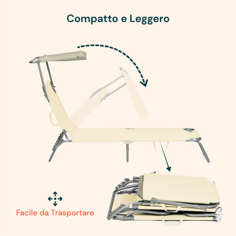 Lettino per utilizzo quotidiano e vacanze outdoor, versatile e funzionale per giardino e mare, design essenziale che si adatta ovunque