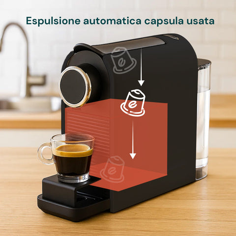 Macchina caffè perfetta per spazi ridotti con dimensioni compatte, ideale per cucina moderna con design salvaspazio elegante