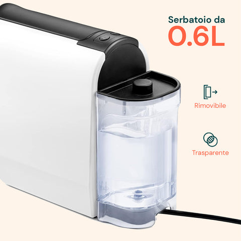 Macchina caffè con serbatoio 0,6L rimovibile e trasparente, facile da riempire e pulire per utilizzo domestico quotidiano pratico