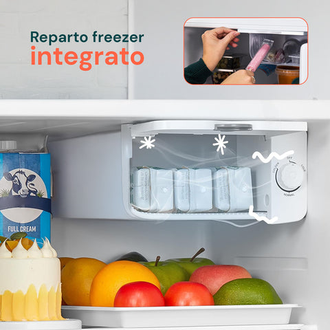 Reparto freezer integrato con ghiaccio e termostato regolabile per temperatura personalizzabile, perfetto per gelati e surgelati