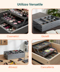 Organizer Cassetti 3 Livelli – Contenitore Modulabile Grigio Salvaspazio