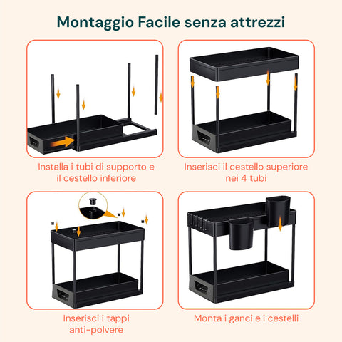 Organizer Multiuso 40x21,5x37cm con Ripiani e Accessori Inclusi