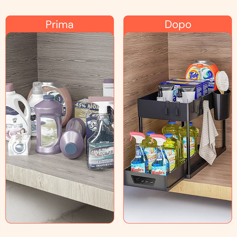Organizer Multiuso 40x21,5x37cm con Ripiani e Accessori Inclusi