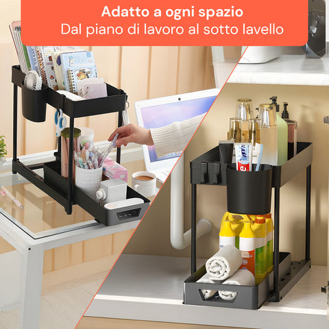 Organizer Multiuso 40x21,5x37cm con Ripiani e Accessori Inclusi