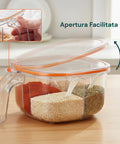 Organizer Spezie da Cucina 4 Scomparti con Coperchio e Cucchiaini