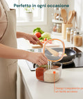 Organizer Spezie da Cucina 4 Scomparti con Coperchio e Cucchiaini
