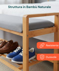 Panca Multifunzione in Bambù – Seduta con Ripiano Portascarpe