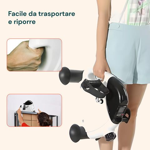 Display LCD multifunzione che mostra tempo, distanza, giri e calorie, tiene traccia dei dati dell'allenamento in tempo reale