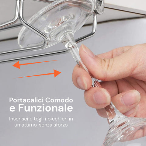 Portabicchieri in Metallo Cromato – Capacità 16 Calici, Resistente e Salvaspazio