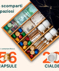 Cassetto Porta Cialde e Capsule in Bambù con Ripiano in Vetro Vari Sfondi