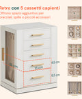 Organizer Gioielli Rotante a 360° con Cassetti, Ganci e Rivestimento in Velluto