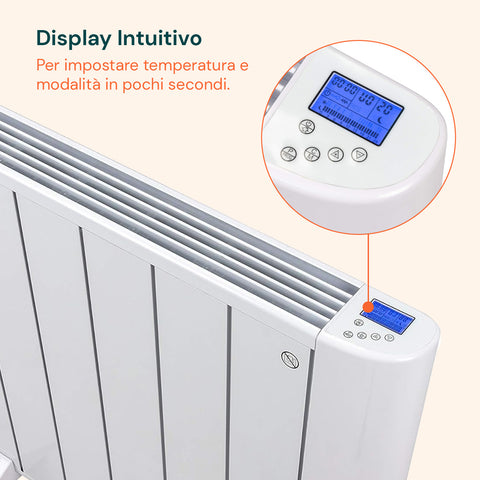 Radiatore Elettrico Digitale In Alluminio 1500w