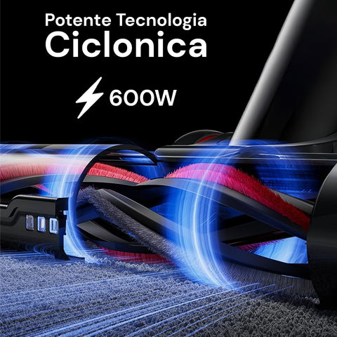 Aspirapolvere con potente tecnologia ciclonica 600W per aspirazione profonda ed efficace, forza di aspirazione 16KPA professionale