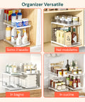 Set da 2 Organizer Multiuso con 2 Ripiani Impilabili per Cucina, Bagno, Living