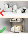 Set da 2 Organizer Multiuso con 2 Ripiani Impilabili per Cucina, Bagno, Living