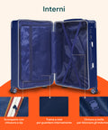 Valigie Trolley Blu 55-66-76 cm in ABS con Doppie Ruote Girevoli