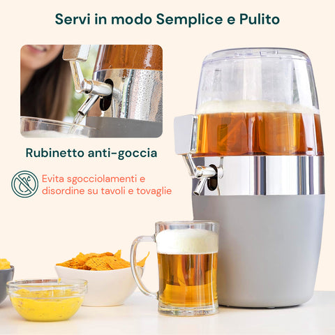 Dispenser Refrigerante 4L per Bevande con Rubinetto Antigoccia per Uso Esterno e Interno.
